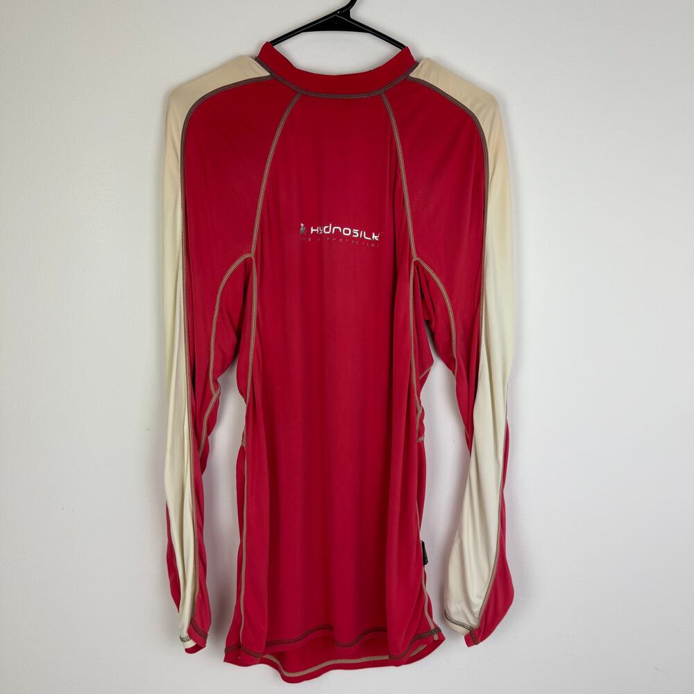 NRS Mens Rashguard Hydrosilk LS UV Protection Red/Beige Outdoor Shirt Medium